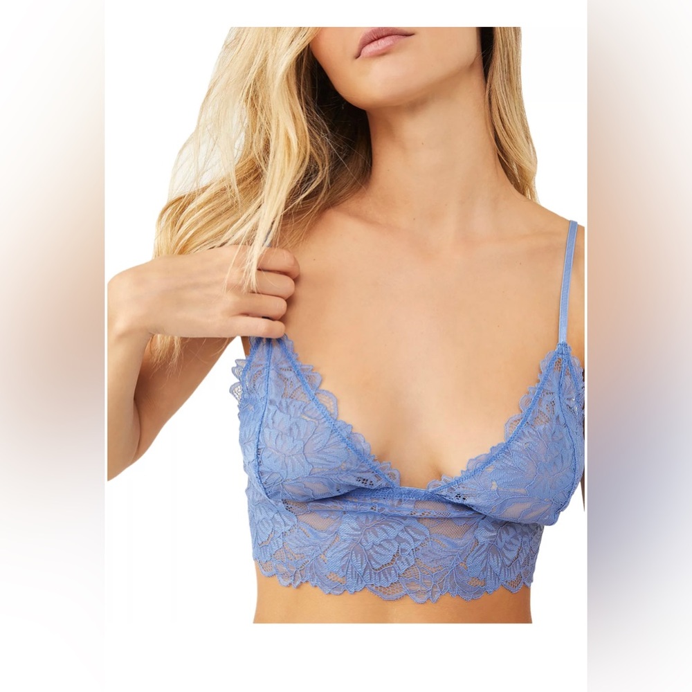 1. Free People Everyday Longline Bralette Lace Bra sophisticated purple S - M